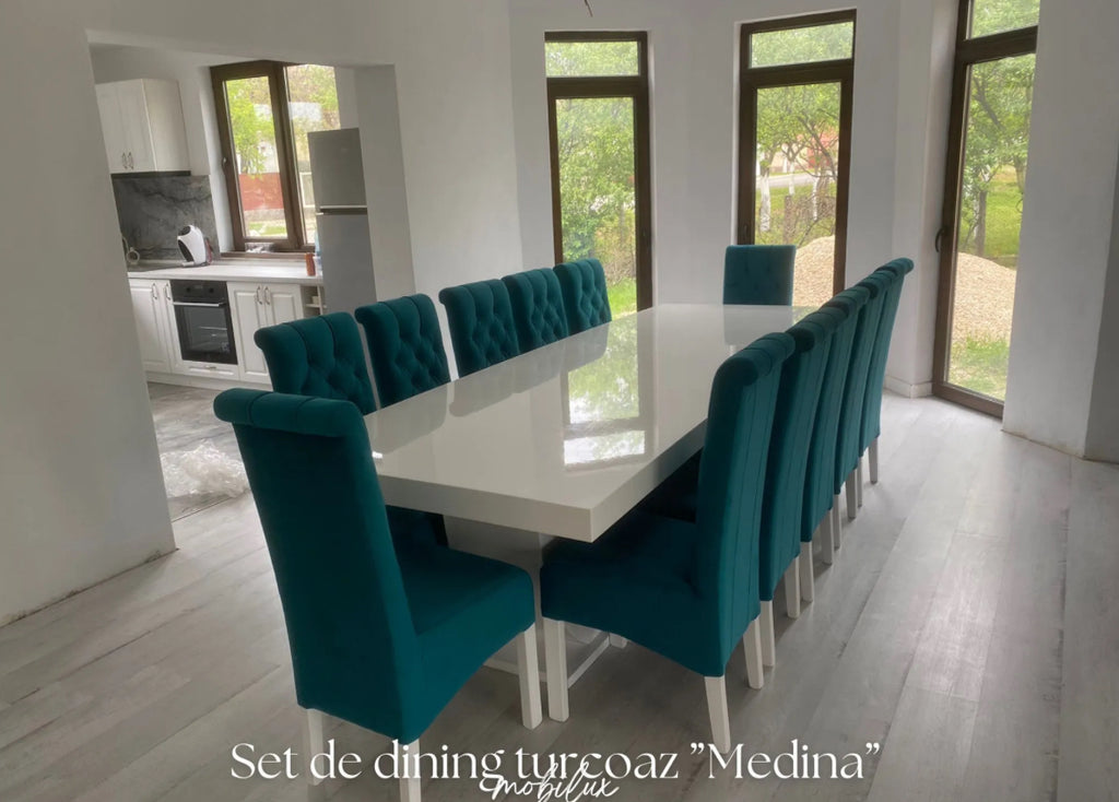 Set Masă și 12 Scaune, Medina Turcoaz