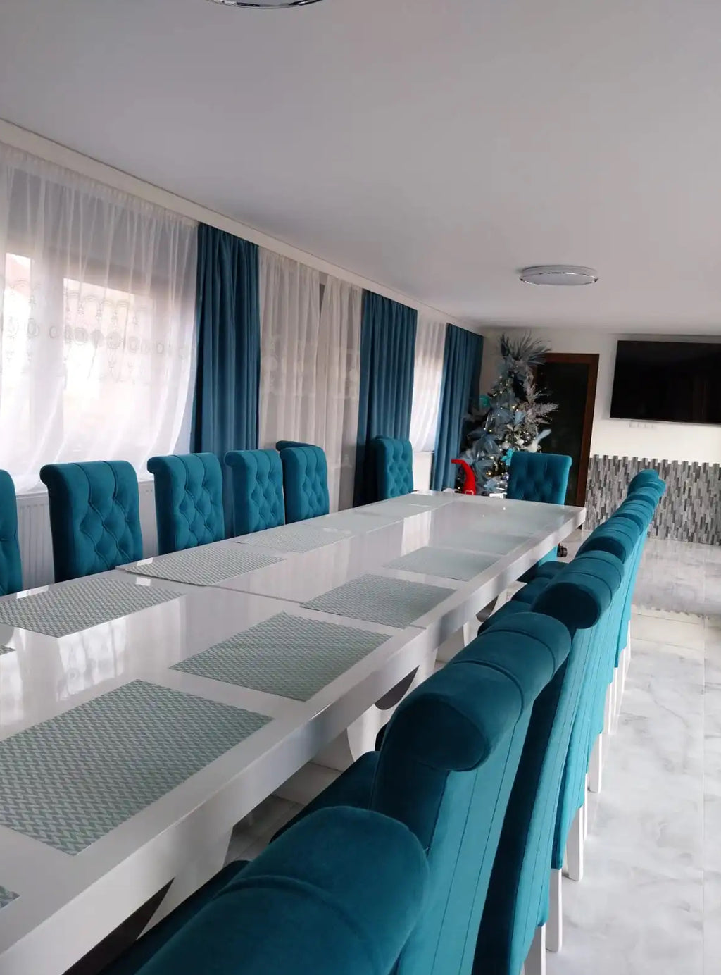 Set Masă și 12 Scaune, Medina Turcoaz