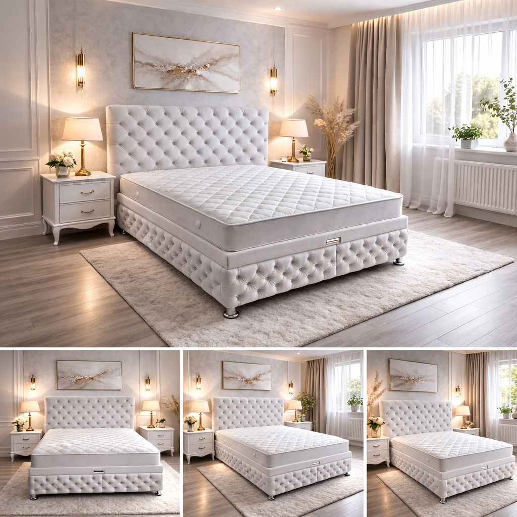 Pat Chesterfield 180x200cm, Gri antracit catifea