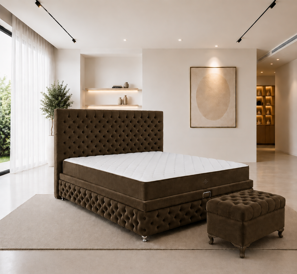 Pat Chesterfield 180x200cm, Gri antracit catifea