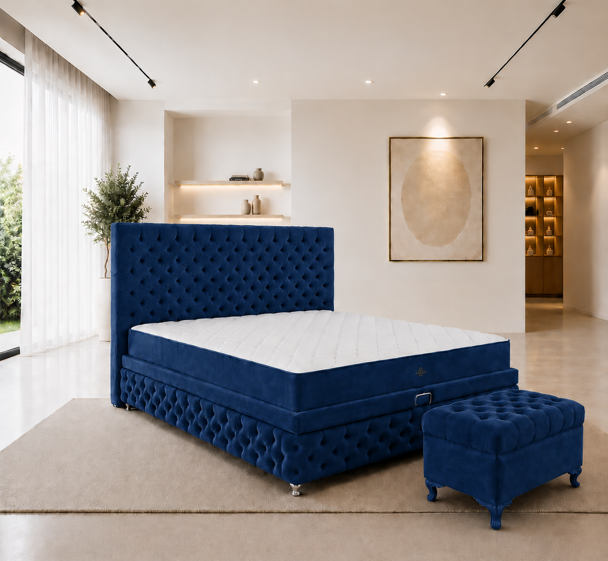 Pat Chesterfield 180x200cm, Gri antracit catifea